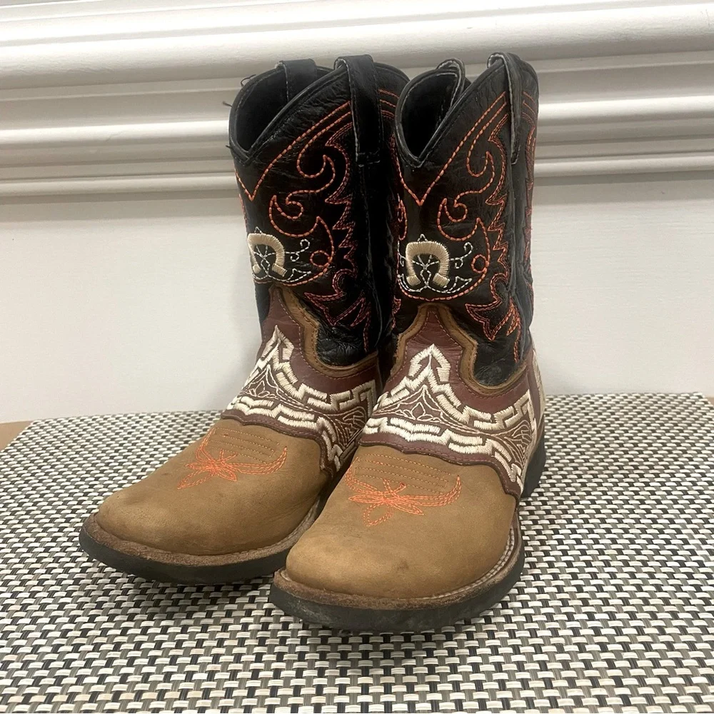 El General 1901 Brown Western Cowboy Boots kids Size 20.5 ( 3/4 US) ( 9.5”)